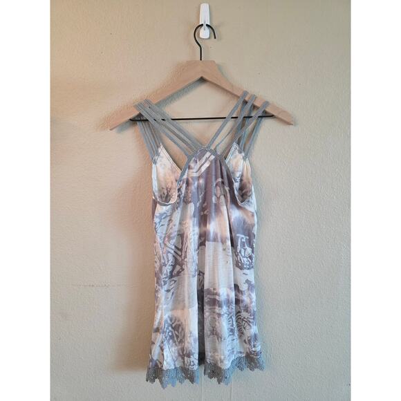 Mur Mur Women's Y2K Beaded Spaghetti Strap Top SZ Small - Picture 2 of 7